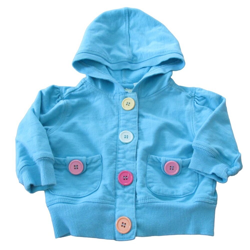 Peanut & Ollie Button Up Hooded Jacket Infant Toddler Girls Size 12M Blue Coat
